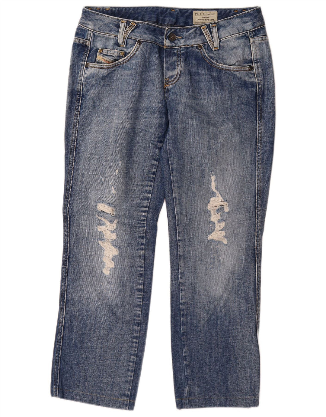 Diesel Γυναικείο Looppy Distressed Straight Jeans W32 L26 Μπλε βαμβακερό