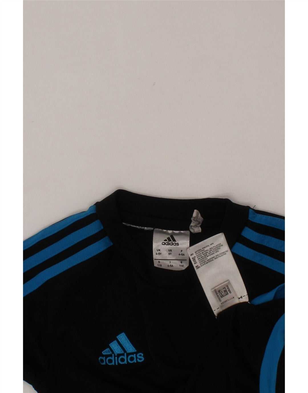 ADIDAS Boys Climalite T-Shirt Top 4-5 Years Black Colourblock Polyester
