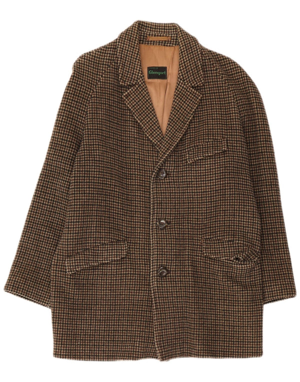 Vintage Ανδρικό Πανωφόρι UK 36 Small Brown Houndstooth