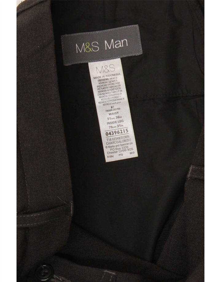 Marks & Spencer Ανδρικό ίσιο παντελόνι Chino W36 L31 Grey Polyester