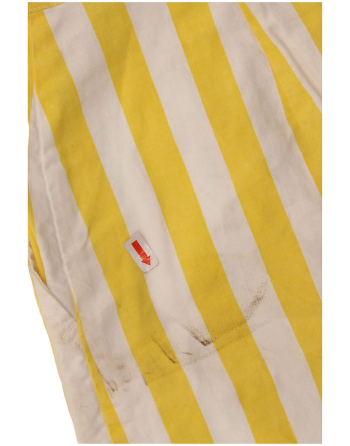 VINTAGE Γυναικείο φαρδύ σορτς chino EU 42 μεγάλο W30 κίτρινο ριγέ