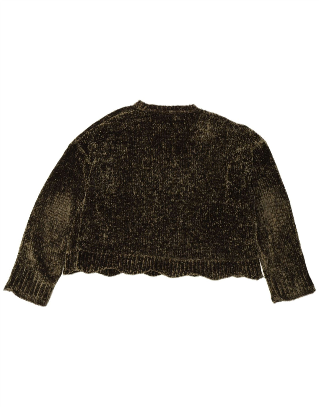 Zara Γυναικείο πουλόβερ με λαιμόκαυμα μεγάλου μεγέθους UK 10 Small Khaki Polyester