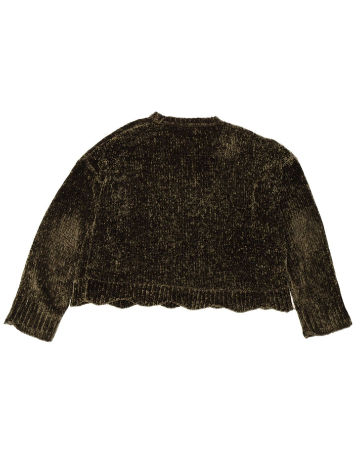 Zara Γυναικείο πουλόβερ με λαιμόκαυμα μεγάλου μεγέθους UK 10 Small Khaki Polyester