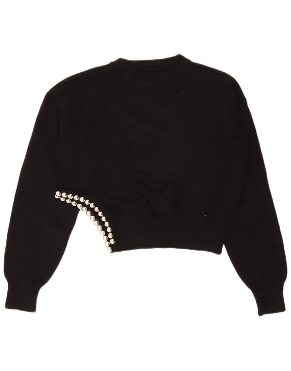 Zara Γυναικείο Crop Oversized πουλόβερ με λαιμόκοψη UK 10 Small Black