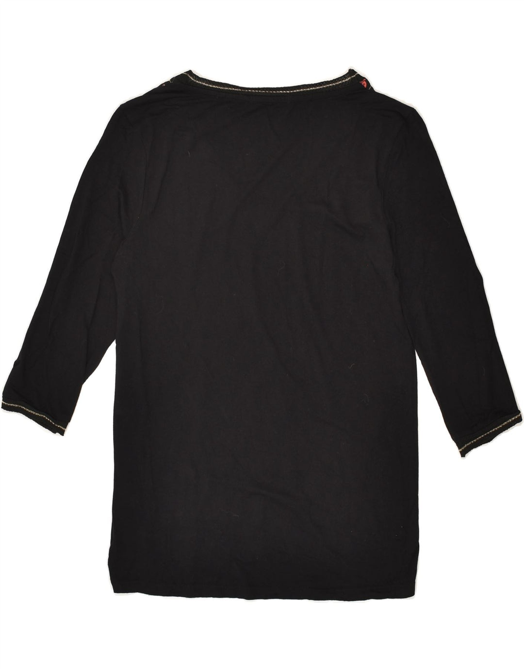 DESIGUAL Womens Graphic Top 3/4 Sleeve UK 6 XS Black Floral Viscose | Vintage Desigual | Thrift | Second-Hand Desigual | Used Clothing | Messina Hembry 