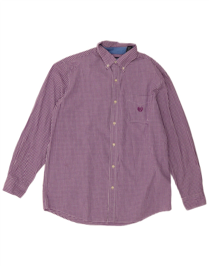 Chaps Ανδρικό πουκάμισο μεγάλο μωβ βαμβακερό Gingham