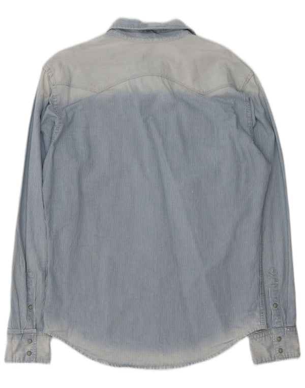 Zara Ανδρικό Acid Wash Slim Fit Τζιν Πουκάμισο XL Μπλε ρίγα