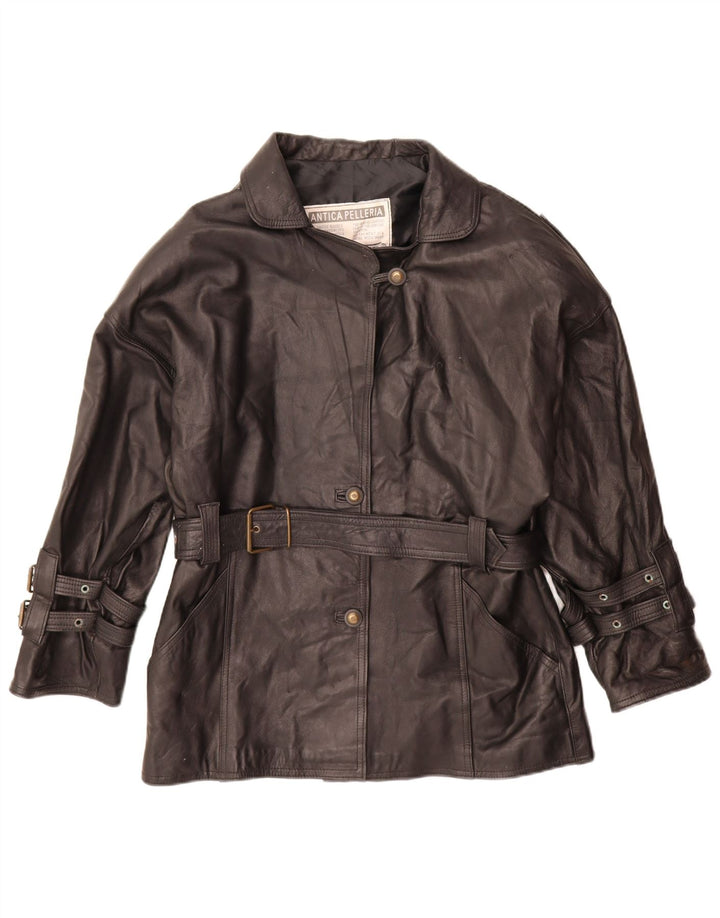 Antica Pelleria Γυναικείο Δερμάτινο Μπουφάν UK 14 Medium Black Leather