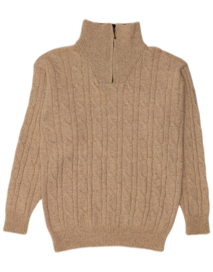 GIANI FEROTI Ανδρικό πουλόβερ πουλόβερ με φερμουάρ Μεγάλο μπεζ μαλλί