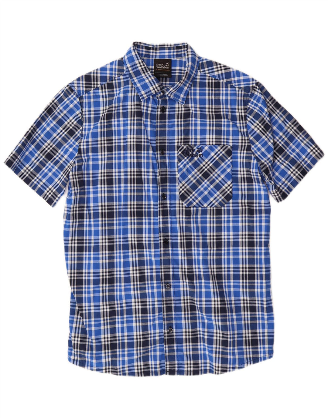 Ανδρικό κοντομάνικο πουκάμισο JACK WOLFSKIN UK 36/38 Small Blue Check Polyamide