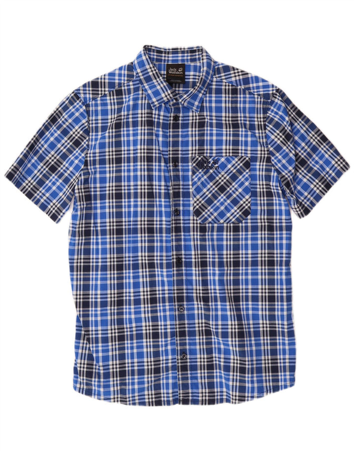 Ανδρικό κοντομάνικο πουκάμισο JACK WOLFSKIN UK 36/38 Small Blue Check Polyamide