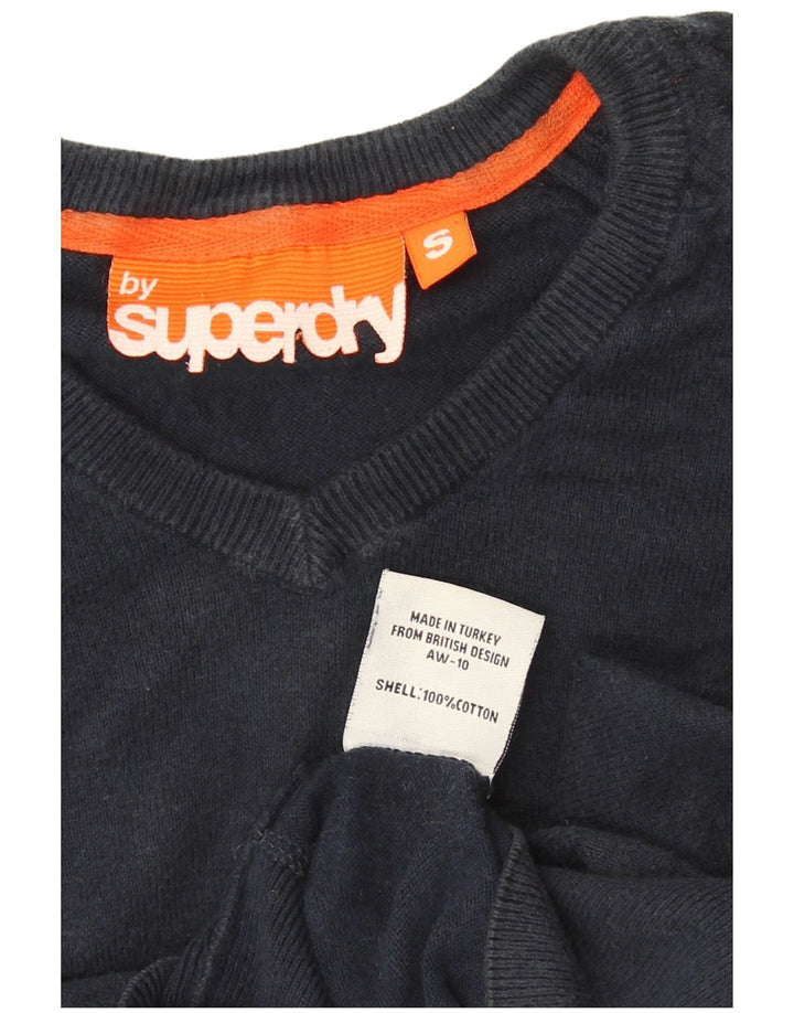 Superdry Ανδρικό πουλόβερ με λαιμόκοψη V-λαιμόκοψη Μικρό μπλε ναυτικό βαμβακερό
