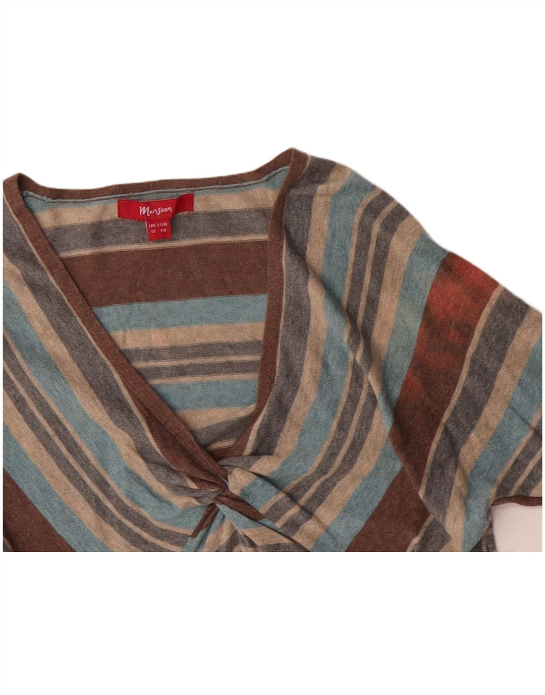 MONSOON Γυναικείο πουλόβερ με λαιμόκοψη με V λαιμόκοψη UK 12 μεσαία πολύχρωμα ριγέ