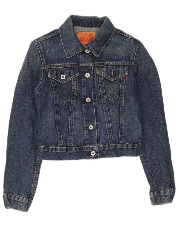 Replay Γυναικείο Τζιν Μπουφάν UK 8 Small Blue Cotton