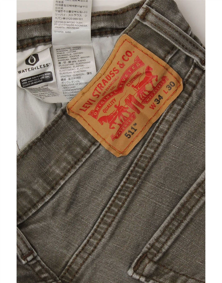 Levi's Mens 511 Slim Jeans W34 L30 Καφέ Βαμβακερό