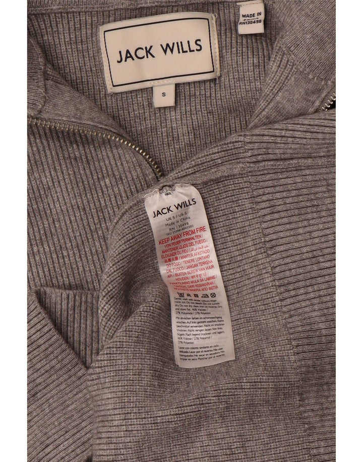 Ανδρικό πουλόβερ με φερμουάρ Jack Wills Μικρό γκρι βισκόζη