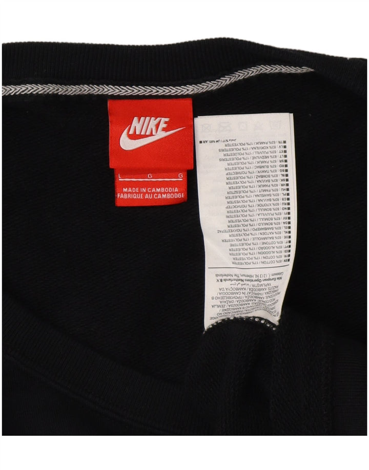 Γυναικείο κοντομάνικο φούτερ NIKE Jumper UK 16 μεγάλο μαύρο βαμβακερό