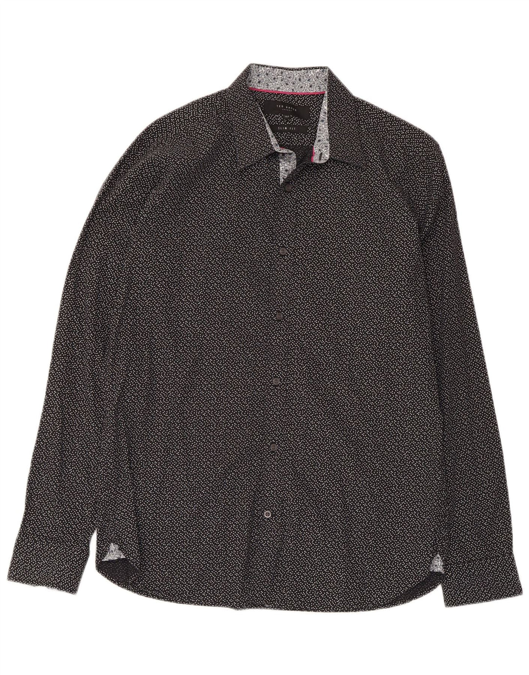 Ανδρικό Ted Baker Abstract Pattern Slim Fit πουκάμισο Μέγεθος 15 1/2 Μεσαίο Μαύρο
