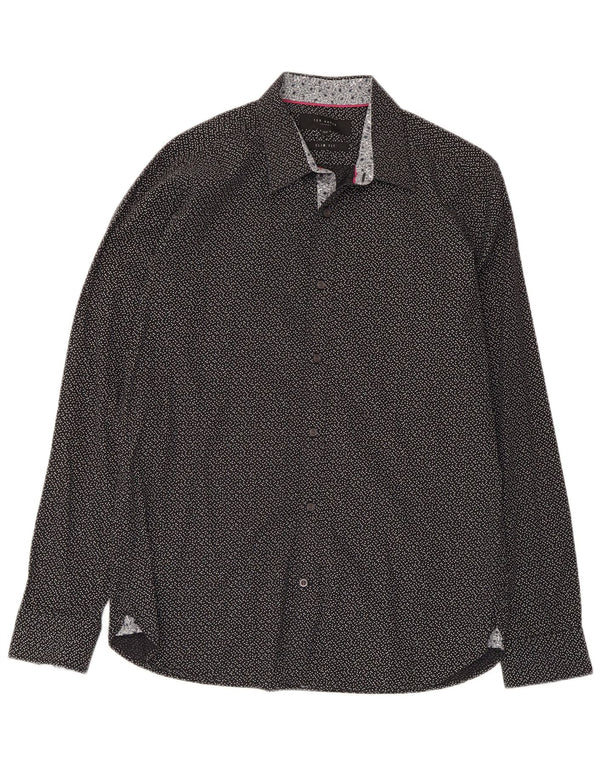 Ανδρικό Ted Baker Abstract Pattern Slim Fit πουκάμισο Μέγεθος 15 1/2 Μεσαίο Μαύρο