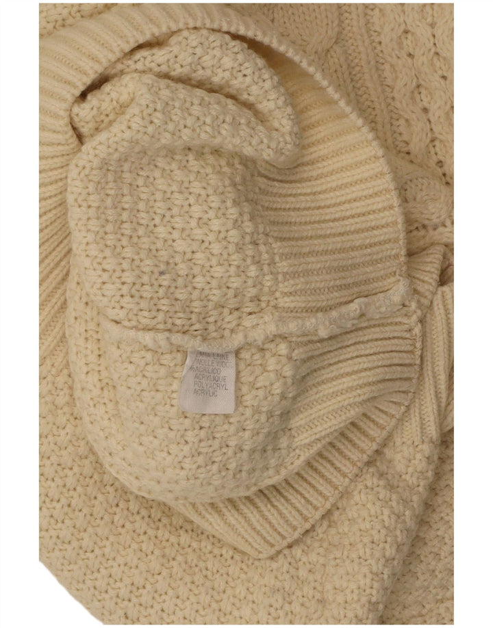 Γυναικείο πουλόβερ με ρολό λαιμόκοψη VINTAGE UK 18 XL από λευκό μαλλί