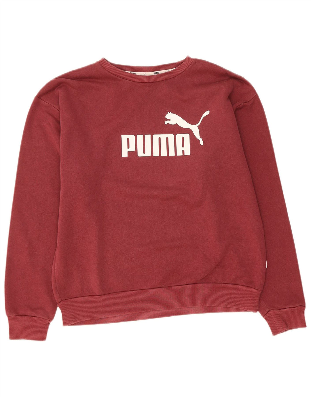 PUMA Womens Oversized Graphic Sweatshirt Jumper UK 10 Small Maroon