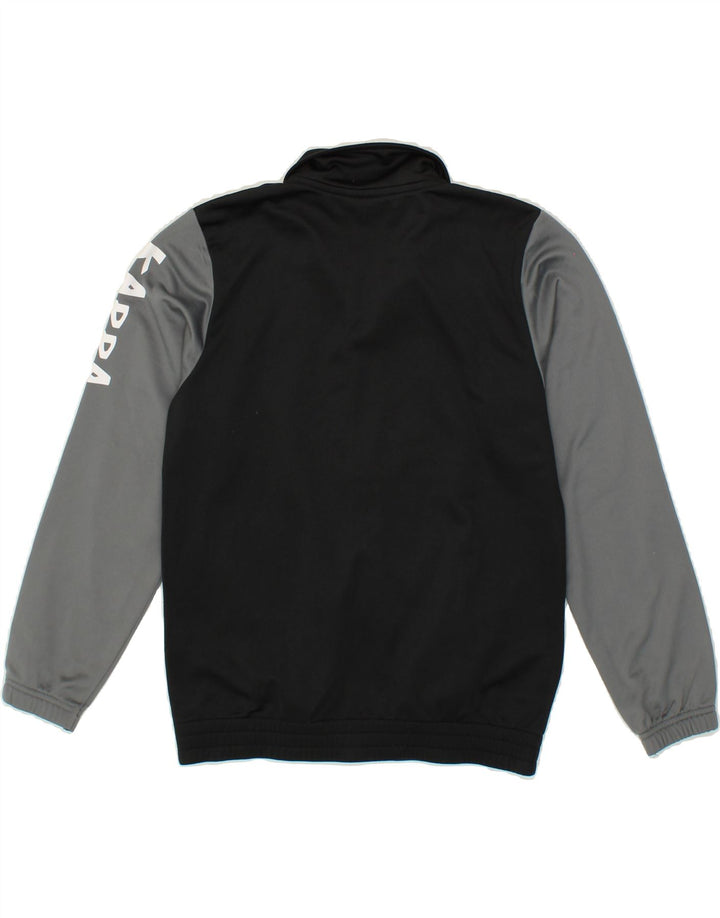 KAPPA Boys Graphic Tracksuit Top Jacket 9-10 Years Black Colourblock Vintage Kappa and Second-Hand Kappa from Messina Hembry 