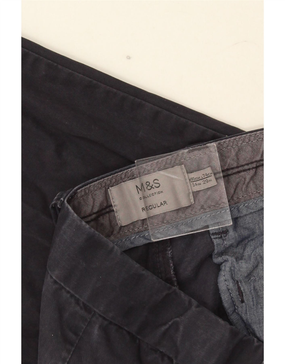 Marks & Spencer Ανδρικό κανονικό παντελόνι Chino W34 L29 Navy Blue Cotton