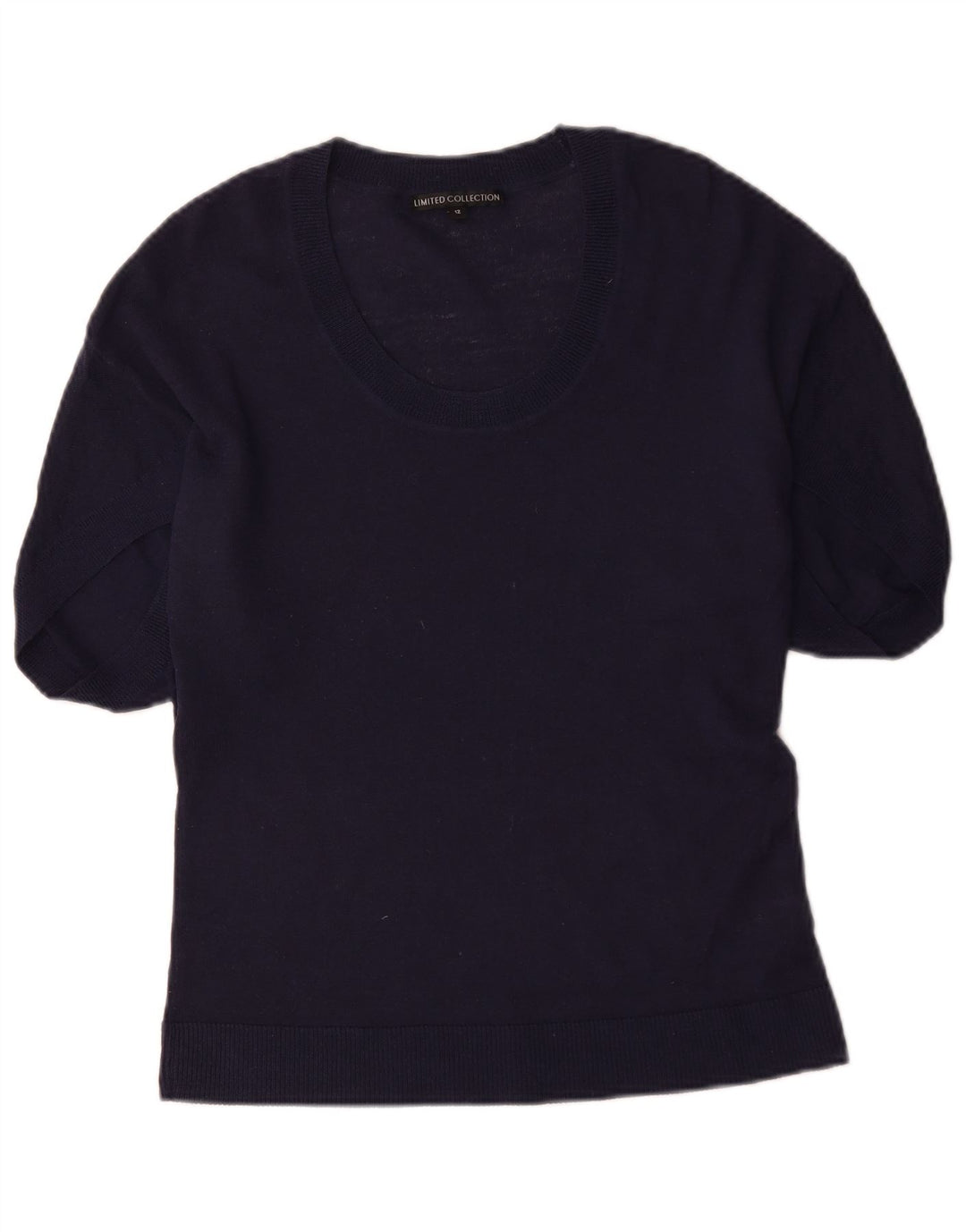 Marks & Spencer Γυναικείο πουλόβερ με λαιμό σκάφος UK 12 Medium Navy Blue