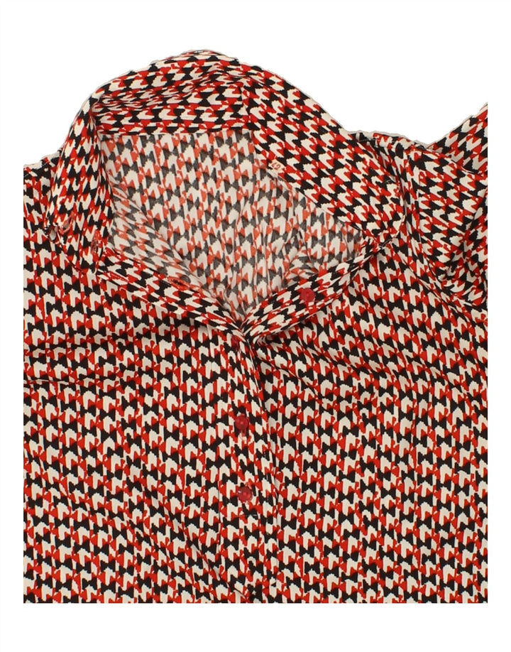 VINTAGE Womens Abstract Pattern Pullover Shirt IT 42 Medium Red Vintage Vintage and Second-Hand Vintage from Messina Hembry 