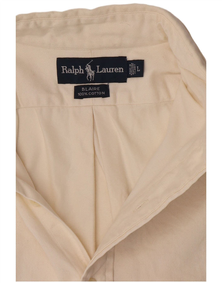 Ralph Lauren Ανδρικό πουκάμισο Blaire μεγάλο σε λευκό βαμβακερό