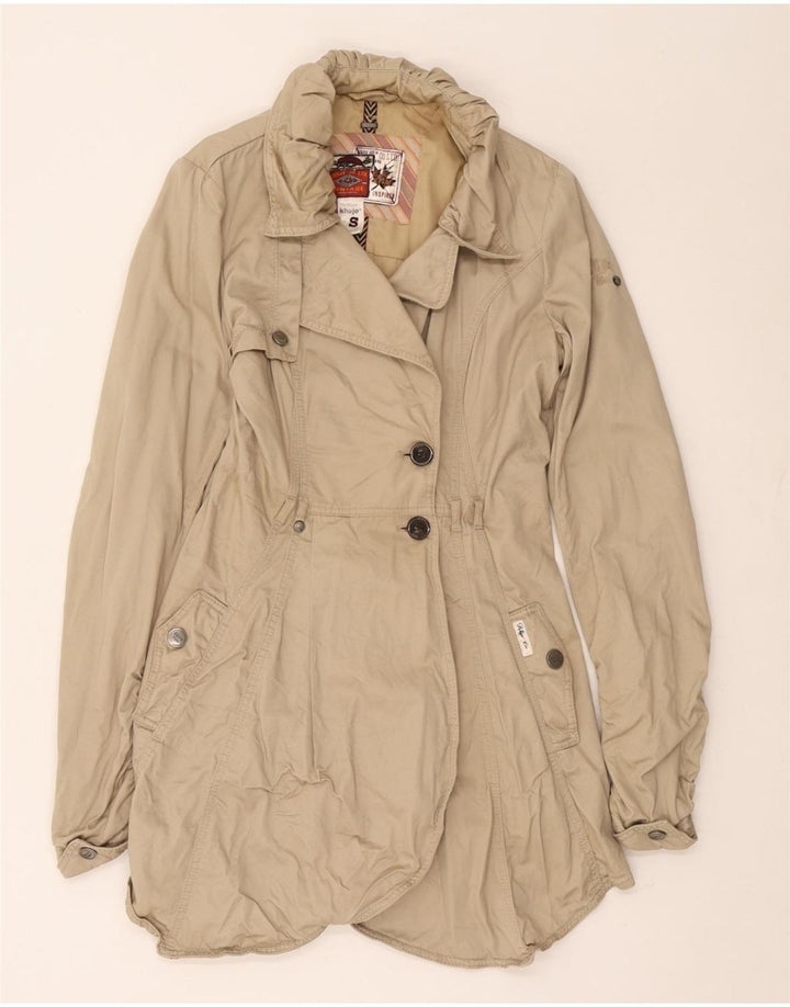 KHUJO Γυναικεία Trench Coat UK 10 Small Beige Cotton