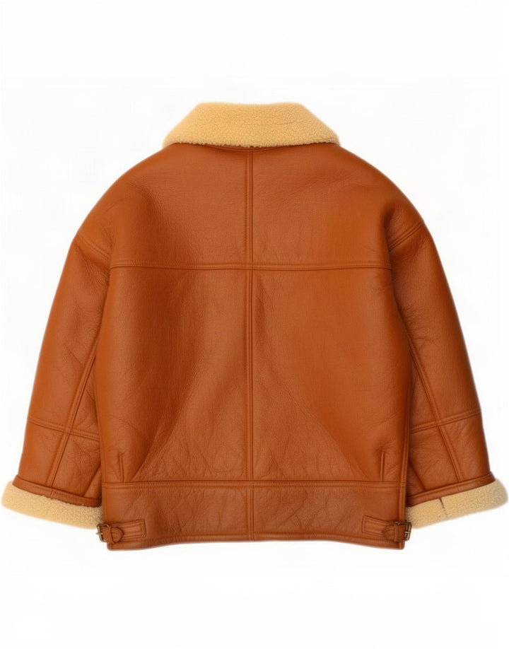Vintage Ανδρικό Shearling Jacket 3 Button IT 48 Medium Brown Colorblock