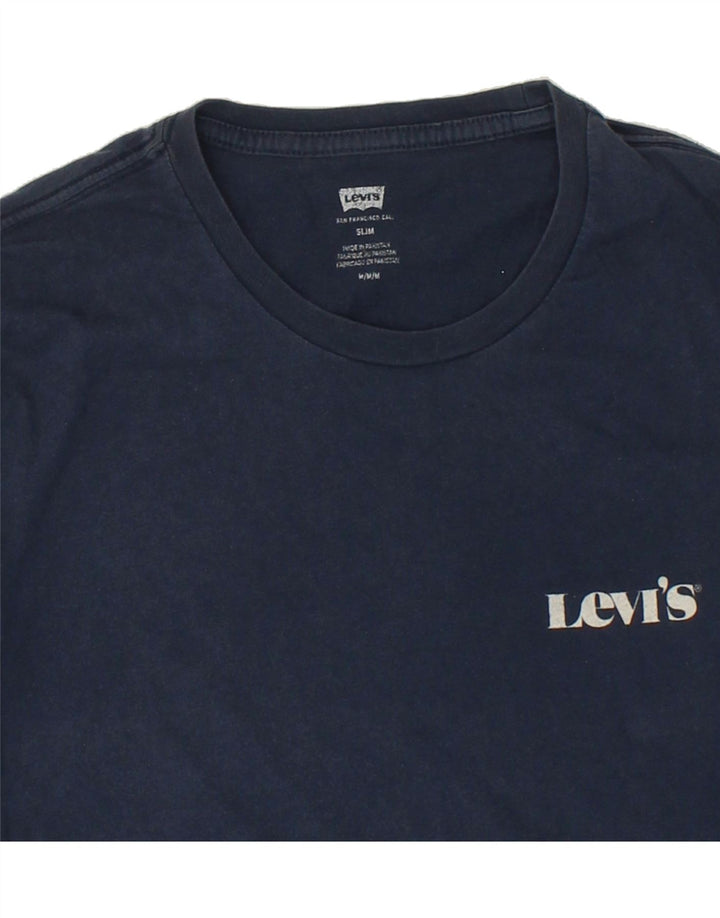 LEVI'S Womens Slim T-Shirt Top UK 12 Medium Navy Blue Vintage Levi's and Second-Hand Levi's from Messina Hembry 