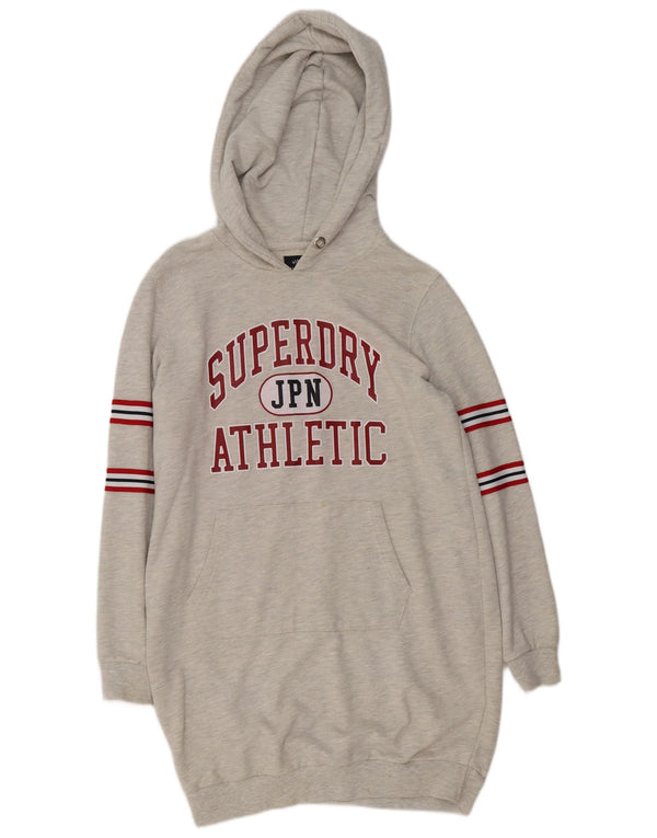 Γυναικείο φόρεμα με κουκούλα Superdry UK 12 μεσαίο γκρι ριγέ βαμβακερό