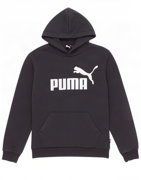 Puma Boys Graphic Hoodie Jumper 9-10 Years Black Cotton
