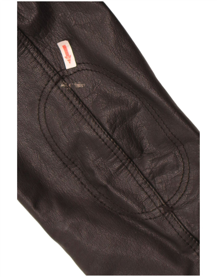 Jack & Jones Mens Bomber Leather Jacket UK 40 Large Black