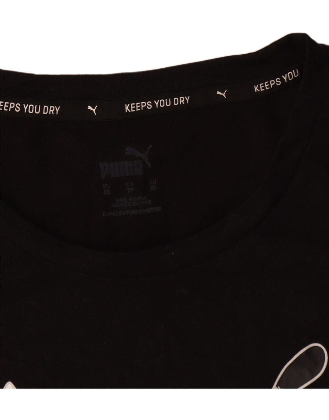Γυναικείο γραφικό μπλουζάκι Puma τοπ UK 6 XS μαύρο πολυεστέρα