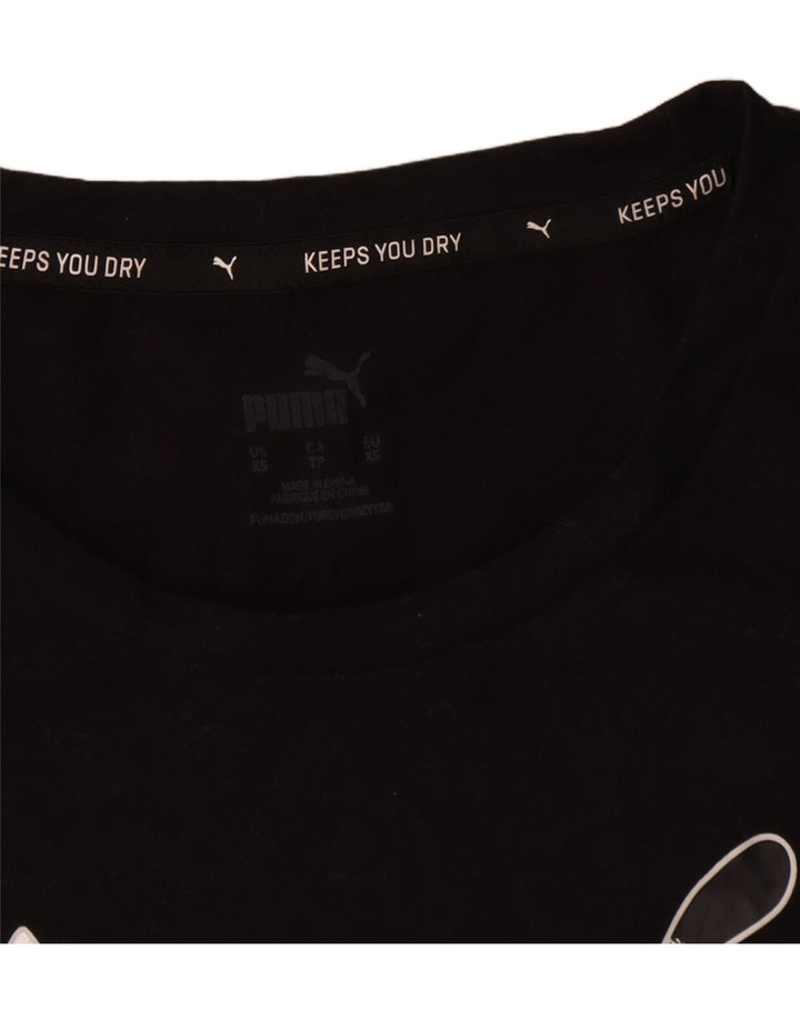 Γυναικείο γραφικό μπλουζάκι Puma τοπ UK 6 XS μαύρο πολυεστέρα