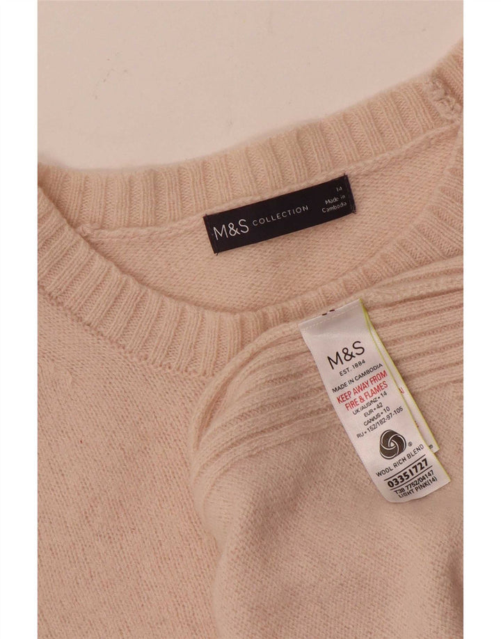 Marks & Spencer Γυναικείο πουλόβερ με λαιμόκαυστο UK 14 Μεσαίο ροζ μαλλί
