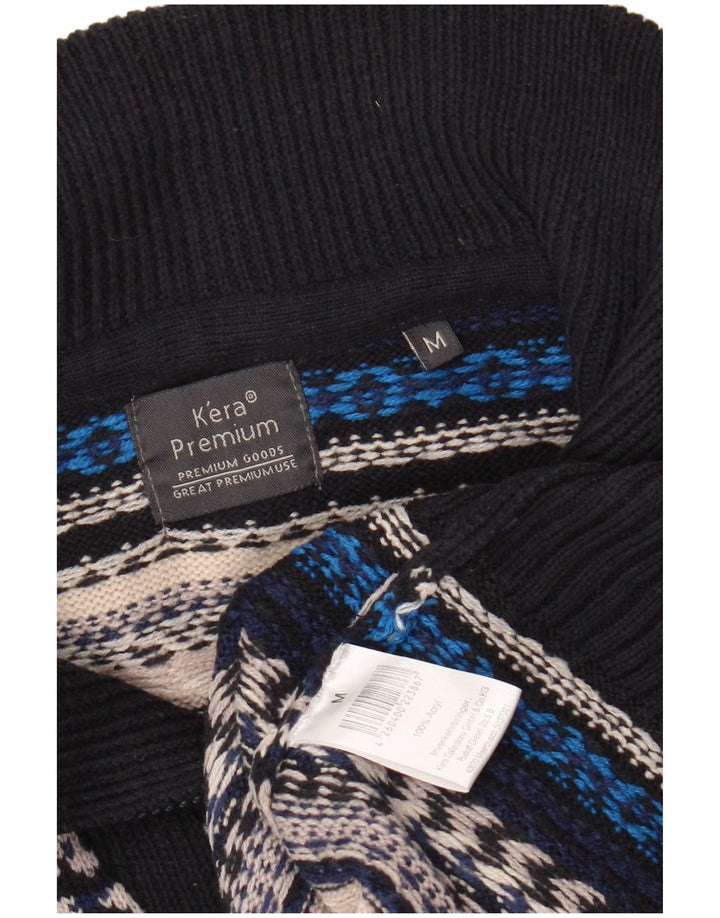 VINTAGE Ανδρικό πουλόβερ με φερμουάρ, μεσαίο πολύχρωμο ακρυλικό ριγέ