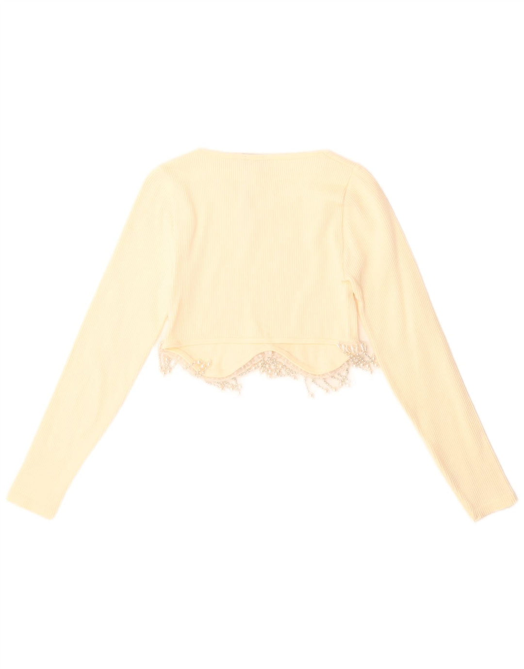 Zara Womens Crop Top Long Sleeve UK 4 XS Yellow Polyamide