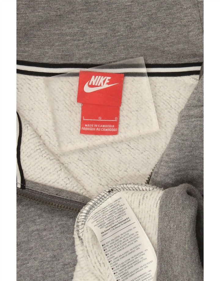 Ανδρικό πουλόβερ Nike με φερμουάρ με κουκούλα, μεγάλο γκρι βαμβακερό