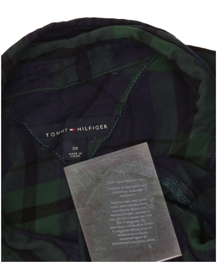 TOMMY HILFIGER Γυναικείο φανελένιο πουκάμισο UK 22 3XL πράσινο καρό ρεγιόν