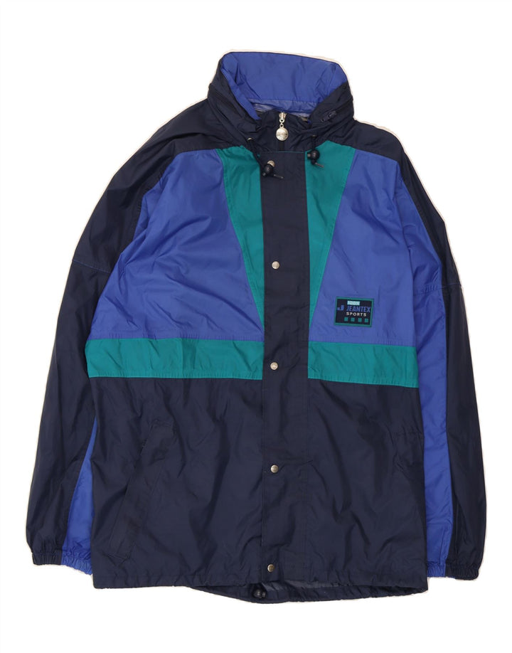 J JEANTEX Mens Rain Jacket IT 50/52 XL Navy Blue Colourblock Vintage J Jeantex and Second-Hand J Jeantex from Messina Hembry 