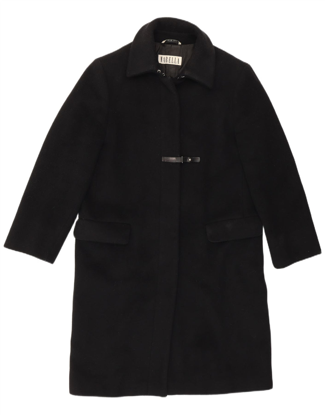 Γυναικείο παλτό Marella UK 12 Μέτριο Μαύρο Παρθένο Μαλλί
