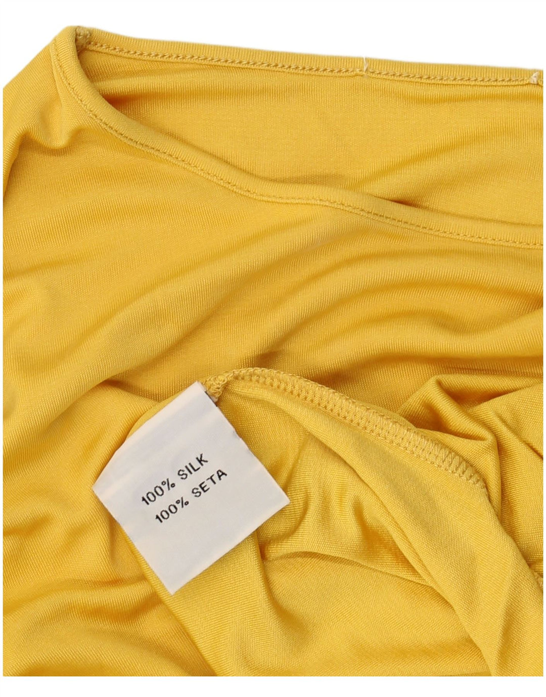 Γυναικείο T-Shirt VINTAGE Top UK 16 Large Yellow Silk