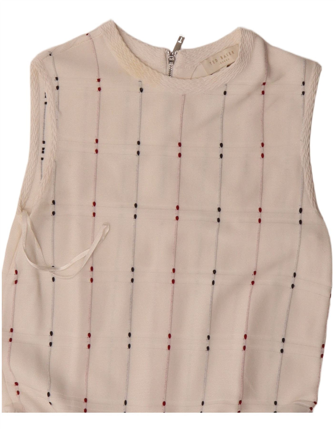 Ted Baker Γυναικείο αμάνικο φόρεμα μέσης 1 XS Λευκό ριγέ