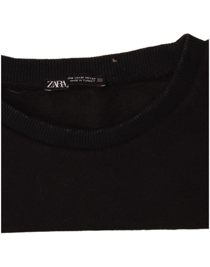 Zara Γυναικείο Φούτερ γραφικό Jumper UK 14 Medium Black