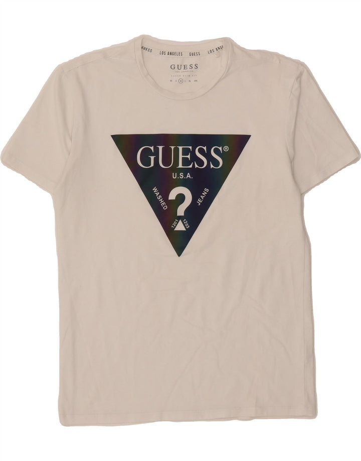 GUESS Mens Graphic T-Shirt Top Medium White Vintage Guess and Second-Hand Guess from Messina Hembry 