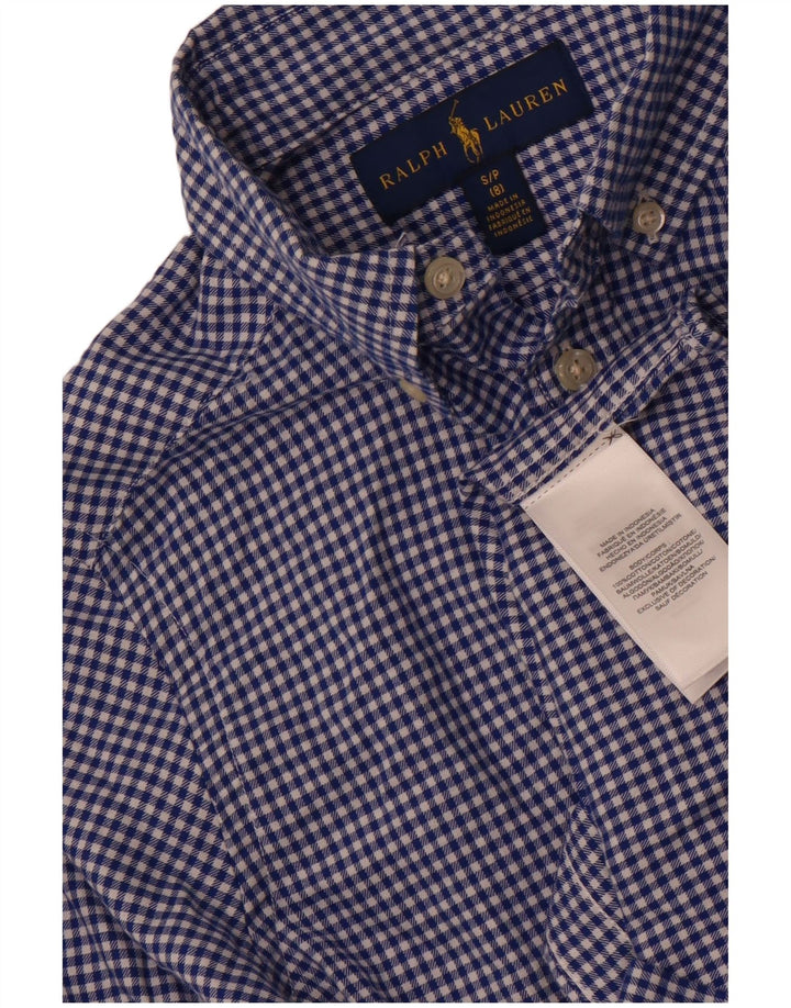 Ralph Lauren Boys πουκάμισο 7-8 ετών Small Blue Gingham Cotton